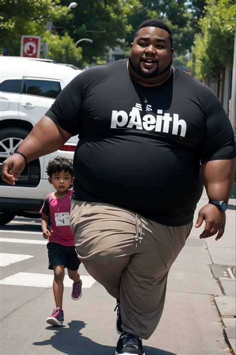 Araffe man in a black shirt and khaki pants crossing a street - SeaArt AI