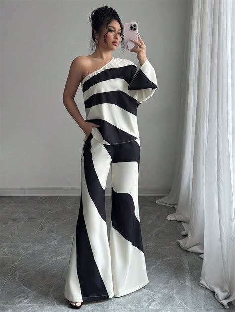 Elenzga 2 Pieces Set Women Summer Casual Elegant Asymmetrical Neck ...