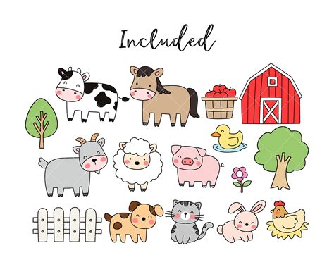 Printable Farm Animals Clipart | Calendar Hexagon