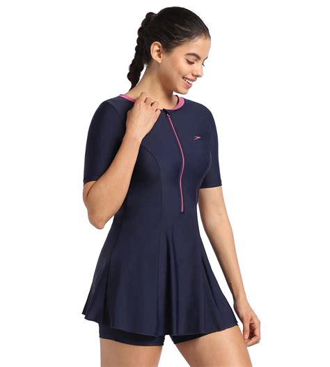 Buy Speedo Closedback Swimdress Essential Truenavy-Hotmauve Swimwear ...