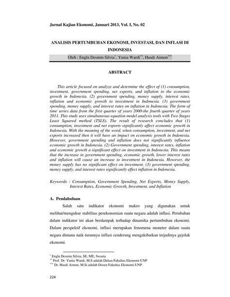 Analisis pertumbuhan ekonomi, investasi, inflasi di indonesia | PDF