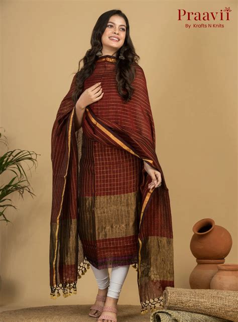 Burgundy Pure Linen Unstitched Jamdani Suit 2-Piece Set – Krafts & Knits