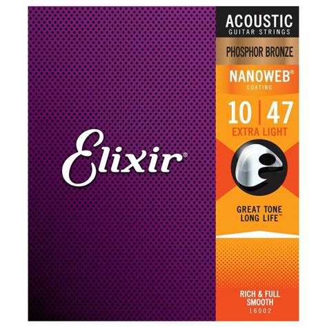 Elixir Strings 16002 Nanoweb Phosphor Bronze Acoustic Guitar Strings ...