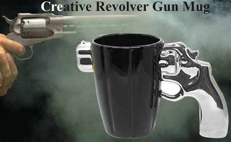 Buy BonZeal Ceramic Silver Black Revolver Gun Mug Tea Coffee Cup ...