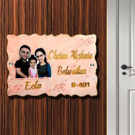 Resin & Acrylic Name Plate for Home Entrance, Flat Bungalow ( Family C ...