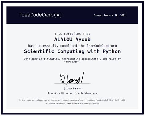 Image result for Scientific Computing with Python Freecodecamp Certificate