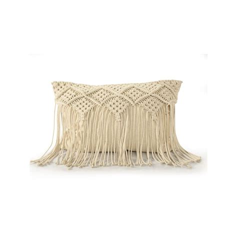 Buy Sashaa World Macrame In Natural with Long Fringe Cushion (Single ...