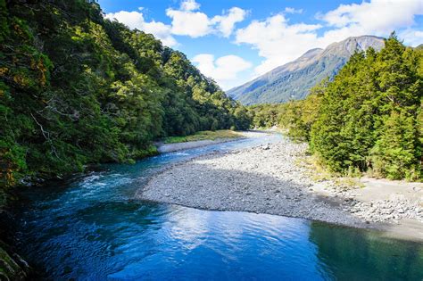 Large-Beautiful Haast river, Haast Pass, South Island, New Zealand ...