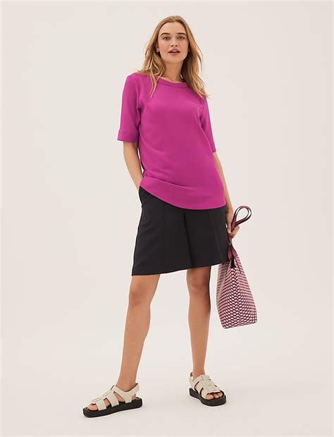 Buy Round Neck Short Sleeve Top at Marks & Spencer