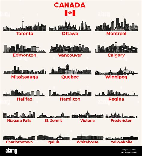 Canada cities skylines silhouettes vector set Stock Vector Image & Art - Alamy