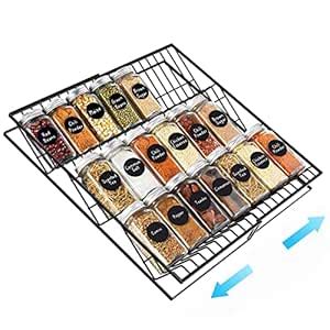Housolution Spice Drawer Organizer, 2 Pack Expandable Metal Spice Rack ...