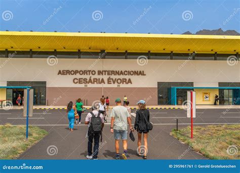 People Walking To Cesaria Evora International Airport of Sao Vicente in ...