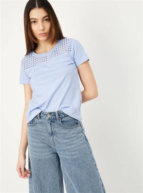 Buy Women Schiffli Detail T-shirt Online at just Rs. 299.0 ...