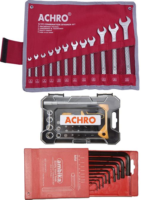 ACHRO Tool Kit Set Chrome Steel Professional Industrial Grade 12 Pieces ...