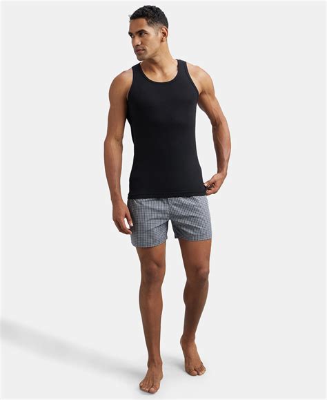 Buy Super Combed Cotton Rib Round Neck Sleeveless Vest - Black & Neon ...