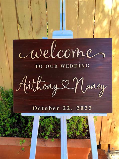 Wood wedding welcome sign wedding reception sign personalized rustic ...