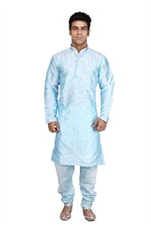 Buy Royal Kurta Men's Festive Pintuck Jacquard Sherwani Blue at Amazon.in