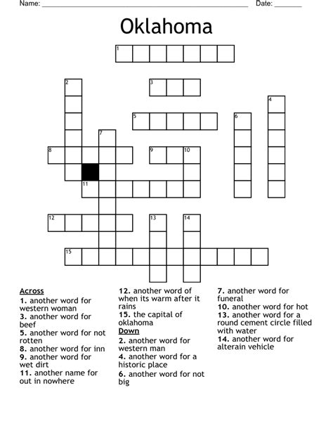 Oklahoma Crossword - WordMint