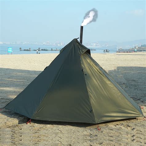 One Person Camping Tipi Hot Tents with Stove Jack 4 Season Teepee Tent ...