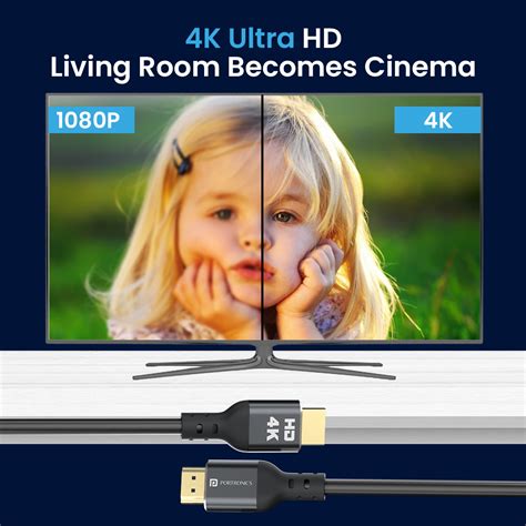 Portronics Konnect Stream 4K@60Hz HDMI to HDMI Cable, Flexible Premium ...