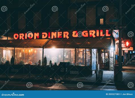Orion Diner & Grill Neon Sign at Night, in Manhattan, New York City ...