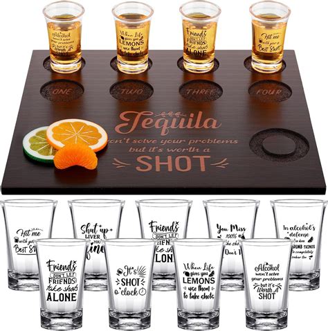 Amazon.com | Suclain Shot Glass Holder with 16 Pcs Clear Plastic ...