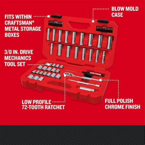 CRAFTSMAN 61-Piece Standard (SAE) and Metric Polished Chrome Mechanics ...