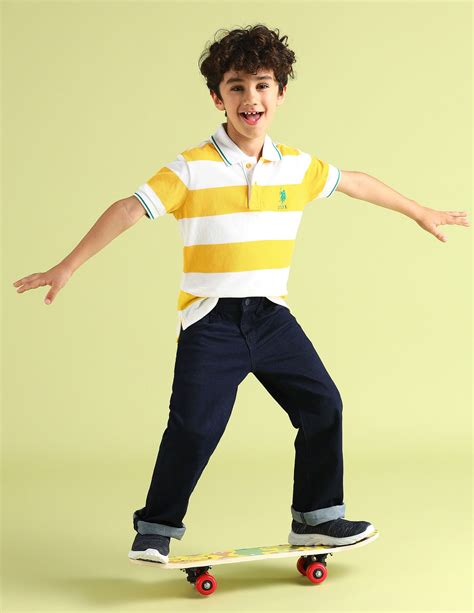 Buy Boys Regular fit Striped Polo Shirt Yellow|U.S. Polo Assn. India