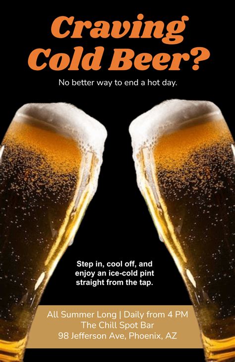 Free Cold Beer Poster Template to Edit Online
