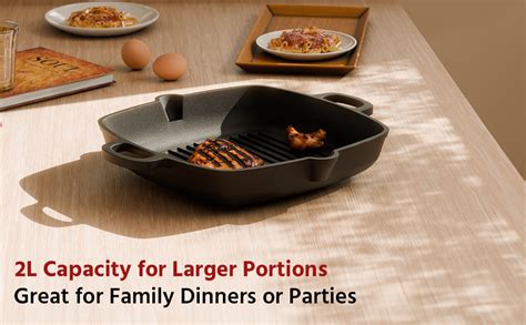 Buy Lifelong Cast Iron Grill Pan 260mm with Wooden Spatula | 2L, 3kg ...
