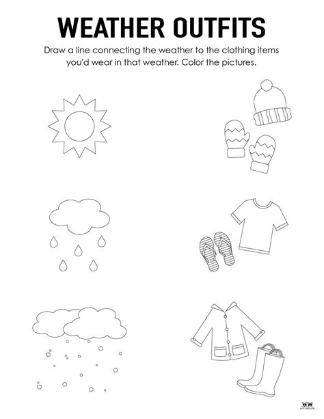 Weather Tracing Worksheets Preschool Kindergarten Pages Activities Sunny Printable Worksheet ...