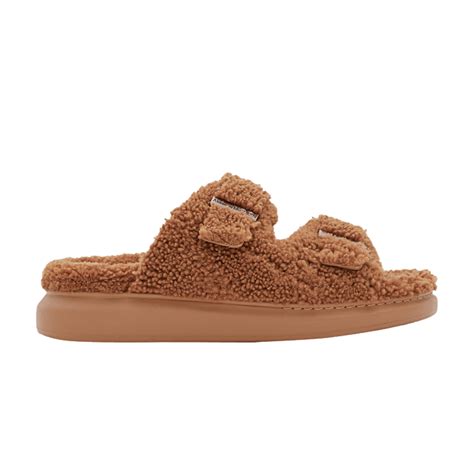 Alexander Mcqueen Curly Shearling Up Sandal Tobacco Price in India ...