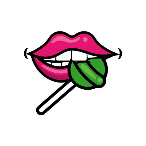 Pop art mouth biting sweet candy green lollipop fill style icon 4160478 Vector Art at Vecteezy