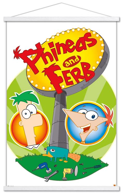 Disney Phineas and Ferb - Logo Wall Poster with Magnetic Frame, 22.375 ...