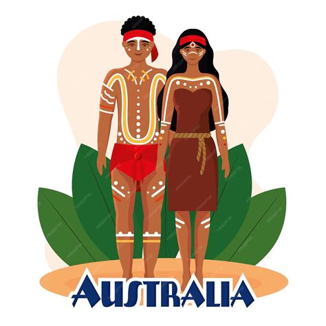 Premium Vector | Isolated native couple australian characters with ...