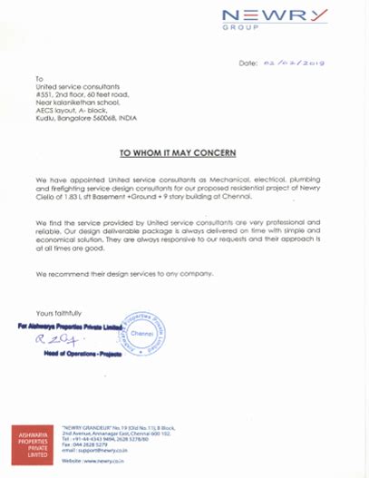 TESTIMONIALS – UNITE SERVICE CONSULTANTS INDIA PVT LTD