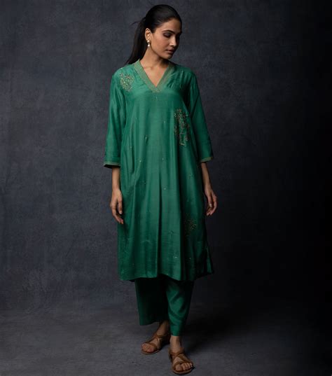 Jade Green Hand Embroidered Suit Set – Tulsi Online