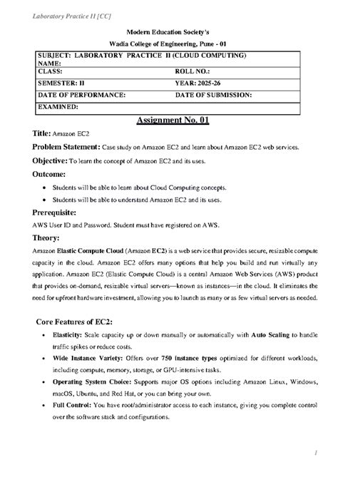 Laboratory Practice II: Case Study on Amazon EC2 (Cloud Computing ...