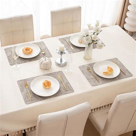Light Brown Luxury Faux Leather Table Mats for Dining Table | HOKIPO ...