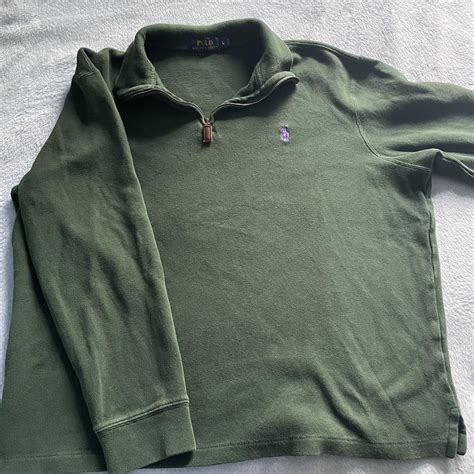 green Ralph Lauren quarter zip. tagged large. Fits... - Depop