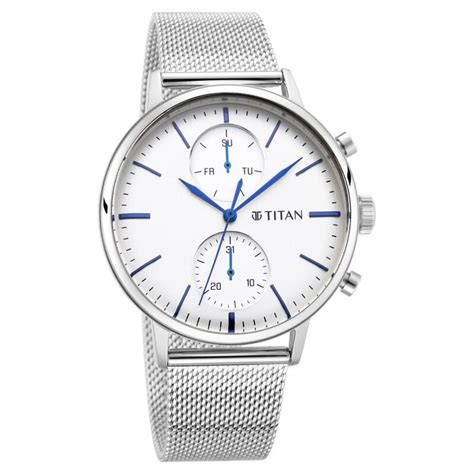 Buy Online Titan Quartz Multifunction Silver Dial Stainless Steel Strap ...