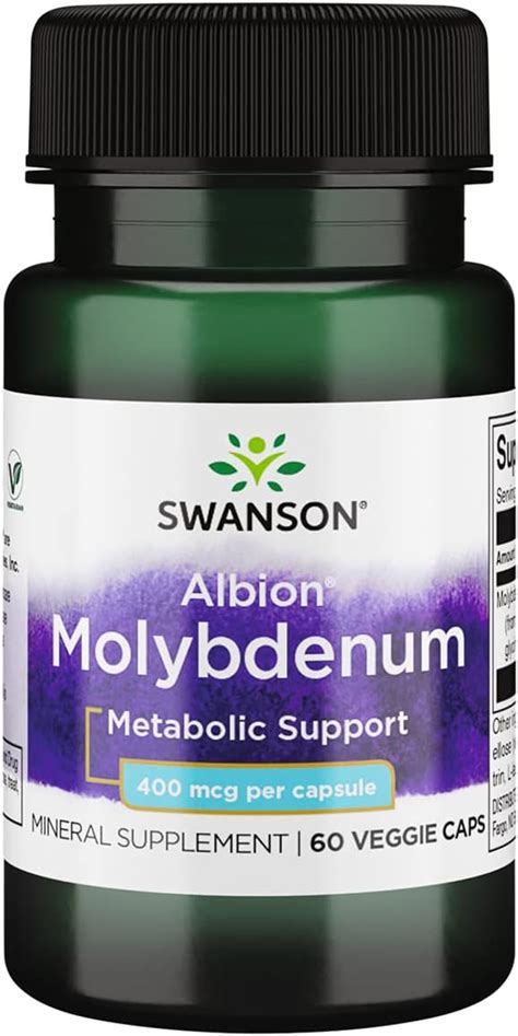 Buy Swanson Albion Chelated Molybdenum 400 mcg 60 Veg Capsules Online ...