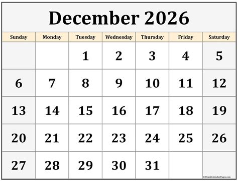 December 2026 calendar | free printable calendars