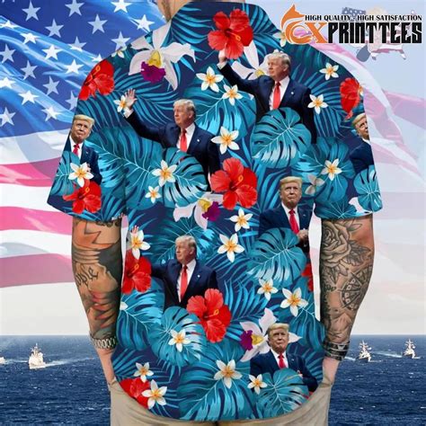 Exclusive Donald Trump Photos Tropical Leaf Hawaiian Shirts
