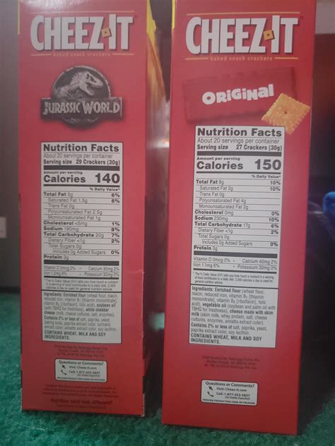 Cheez its that have dinos on them have less calories than regular ones ...