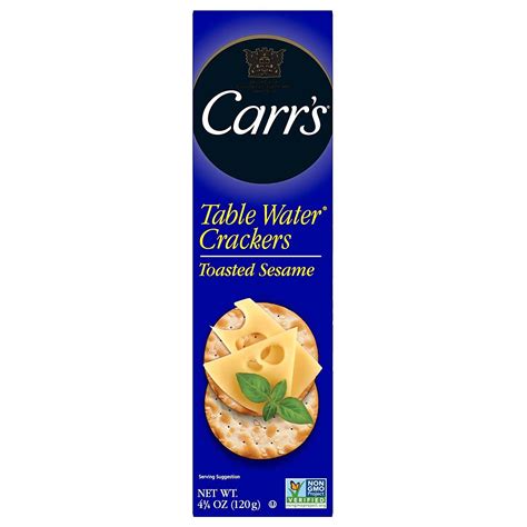 Carr's Table Water Crackers 4.5oz Box - Toasted Sesame Baked Snack ...