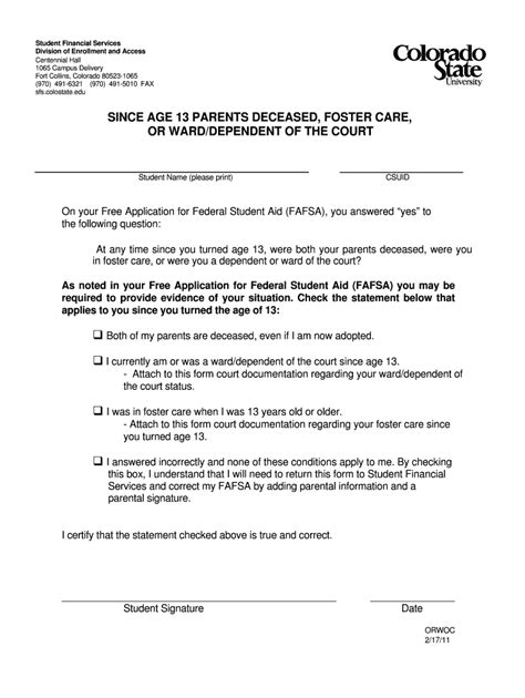 FAFSA Dependency Verification Form - Blank Fillable Template | Fill Out ...