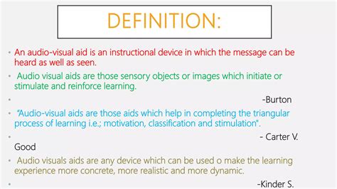 Audio-visual aids - classification, selection, use and production | PPTX
