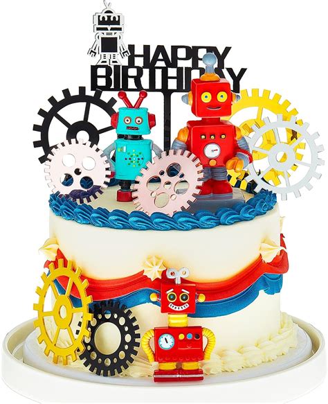 11 Pieces Robot Cake Topper Set Robot Happy Birthday | Ubuy India