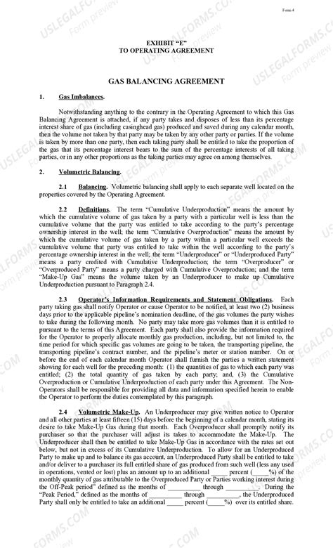 New York Exhibit E to Operating Agreement Gas Balancing Agreement ...